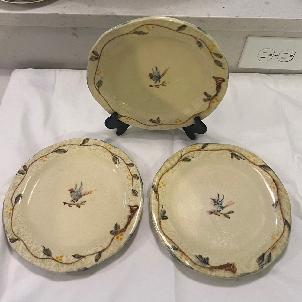 VIETRI ETRUSCA 8 1/2 SALAD BREAD CHARGER PLATE POTTERY ITALIAN Set of 3